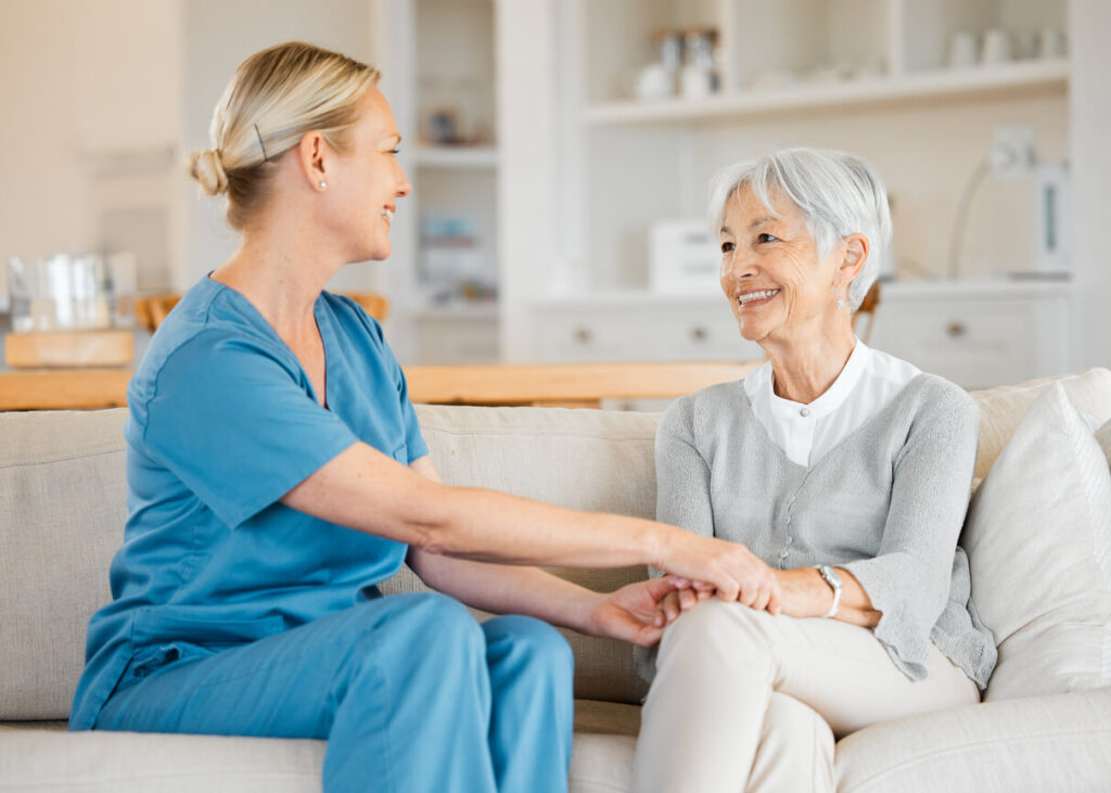 Nurse caring for a senior woman