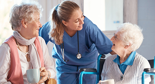 nurse with two residents 1